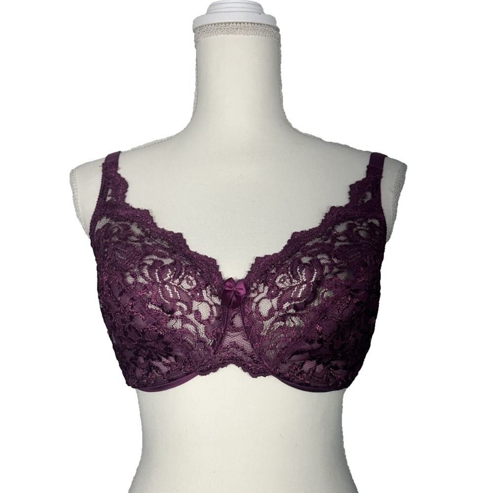 Vintage Victoria's Secret Gold Label Lace Bra Underwire Women's 34DD's Purple